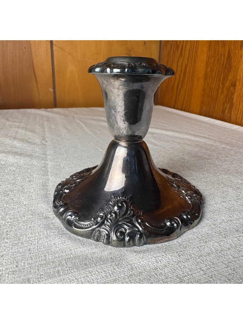 Vintage Wallace Baroque Silver Plate Candlestick Holder #750 Ornate Floral